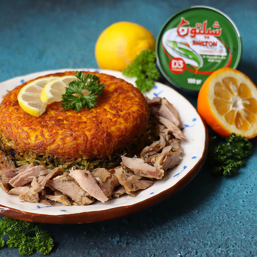 ته چین سبزی پلو با ماهی